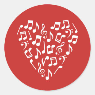 Liefde Muziek Hart van Muziek Noten Ronde Sticker
