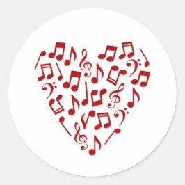 Liefde Muziek Hart van Muziek Noten Ronde Sticker