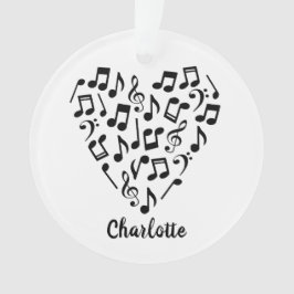 Liefde Muziek Hart van Muzieknoten met Naam Ornament