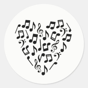 Liefde Muziek Hart van Muzieknoten Ronde Sticker