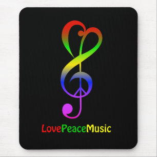 Liefde muziek hippie treble cleart muismat