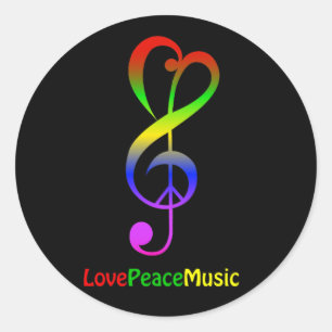 Liefde muziek hippie treble cleart ronde sticker