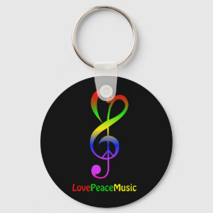 Liefde muziek hippie treble cleart sleutelhanger