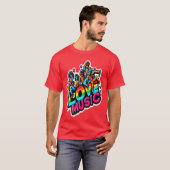 Liefde Muziek vivid retro T-shirt (Voorkant volledig)