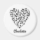 Liefde Muziek Zwart Muzieknoten Hart Naam Magneet (Voorkant)
