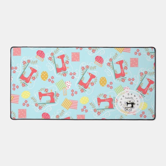 Liefde Naaimachine Blauwe Bureaumat (Voorkant)