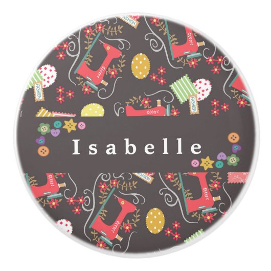 Liefde naaimachine bruin keramische knop (Voorkant)