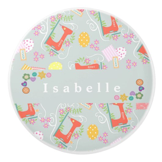 Liefde naaimachine grijs keramische knop (Voorkant)