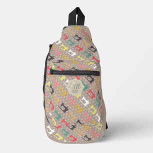 Liefde Naaimachine Monogram Bruin Sling Bag