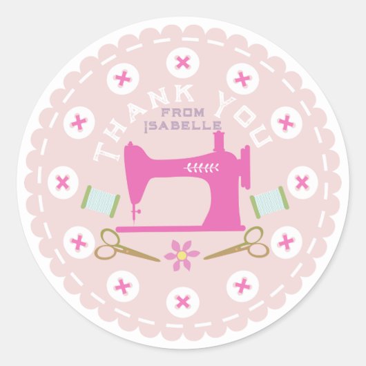 Liefde naaimachine Pastel Peach Ronde Sticker (Voorkant)