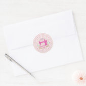 Liefde naaimachine Pastel Peach Ronde Sticker (Envelop)
