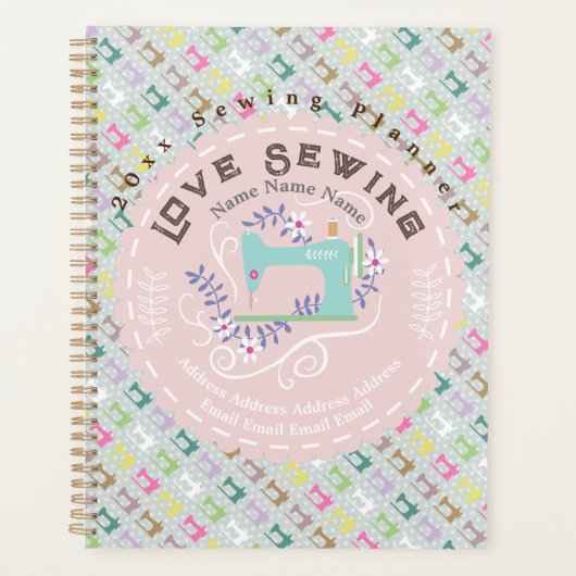 Liefde naaimachine Pastel Roze Planner (Voorkant)