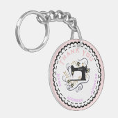 Liefde naaimachine Perzikzwart Sleutelhanger (Voorkant Links)