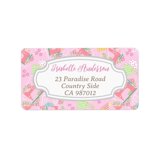 Liefde naaimachine roze etiket (Voorkant)