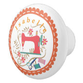 Liefde naaimachine wit Sinaasappel Keramische Knop (Rechts)