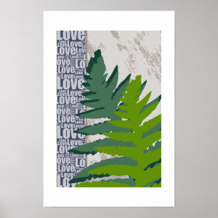 Liefde Natuur Gestileerde Blauwe & Groene Varentak Poster