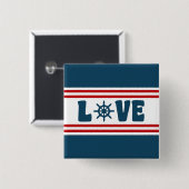 Liefde nautische vormgeving vierkante button 5,1 cm (Voorkant /achterkant)