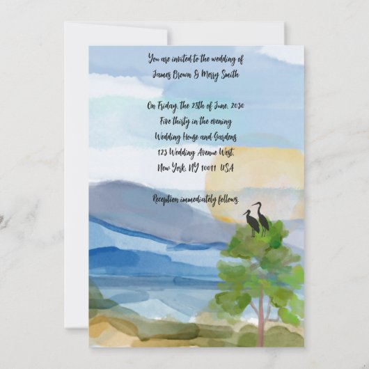 Liefde neemt vlucht bruiloft kaart (Achterkant)