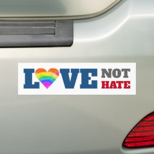 Liefde Niet Haat Regenboog Hart Wit Bold Graphic Bumpersticker