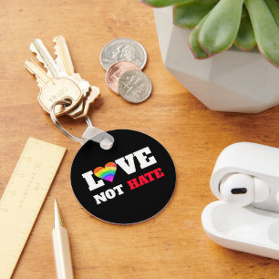 Liefde Niet Haat Vet Hart Regenboog Op Zwart Graph Sleutelhanger