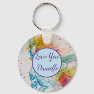 Liefde noem je Rainbow Unicorn Waterverf Key Ring Sleutelhanger