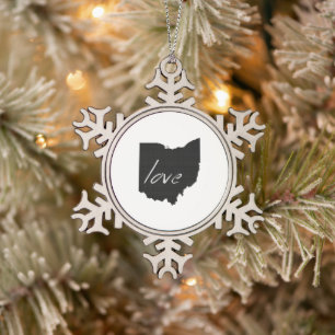 Liefde Ohio Tin Sneeuwvlok Ornament
