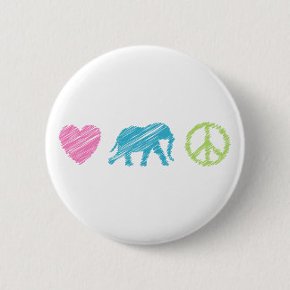 Liefde, olifant en vrede ronde button 5,7 cm