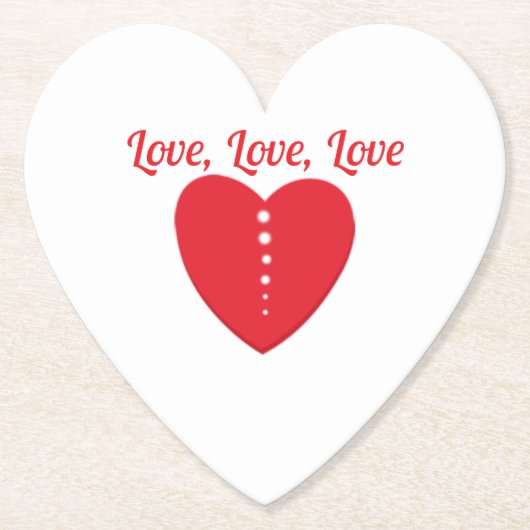 Liefde Onderzetter Rode Hart & Stippen (Voorkant)