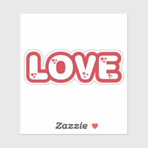 "Liefde" ontwerp, rode afgeronde letters met harte Sticker