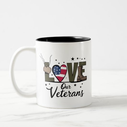 Liefde Onze Veteranen Dag Trotse Militaire Veteraa Tweekleurige Koffiemok (Links)