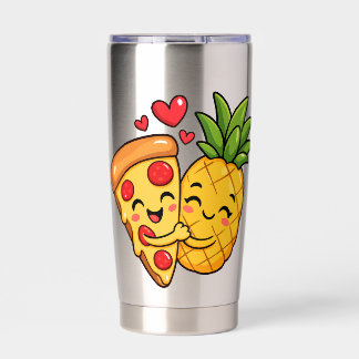Liefde op de eerste snee - Pizza ontmoet ananas Geïsoleerde Drinkbeker