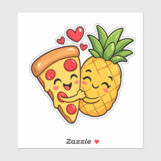 Liefde op de eerste snee - Pizza ontmoet ananas Sticker