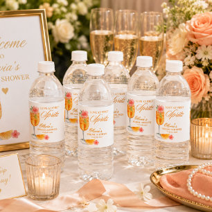 Liefde op de eerste Spritz Bruidsbruiloft Sinaasap Waterfles Etiket