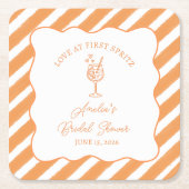 Liefde op de eerste Spritz Bruidsfeest Italiaanse Vierkante Kartonnen Onderzetter (Voorkant)