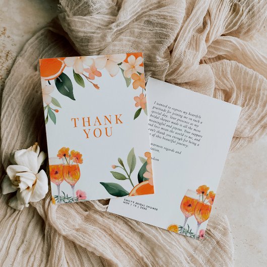 Liefde op de Eerste Spritz Moderne Bruidsdouche Bedankkaart