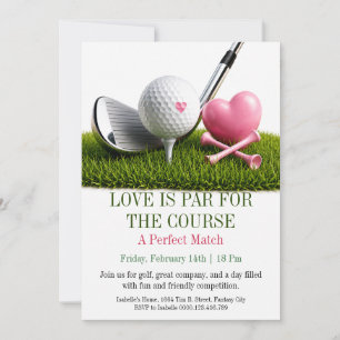 Liefde op de Fairway Golf Valentijn Uitnodiging