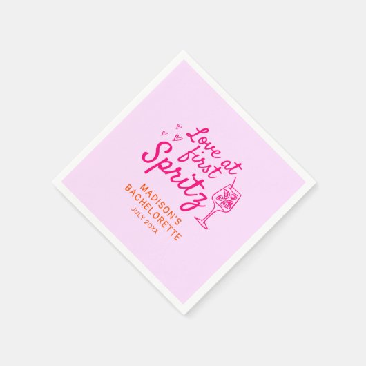 Liefde op eerste Spritz roze Sinaasappel Bachelore Servet (Hoek)