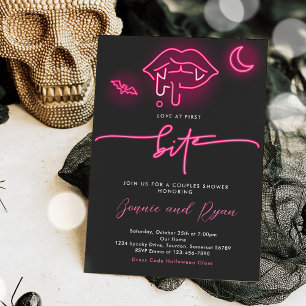 Liefde Op Het Eerste Beet Neon Halloween Koppel Br Kaart