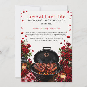 Liefde op het eerste gezicht Valentijn BBQ uitnodi Kaart