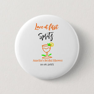 Liefde op het eerste glas orange zwarte bruids dou ronde button 5,7 cm