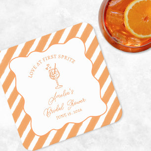 Liefde op het Eerste Spritz Bruidsdiner Italiaanse Vierkante Kartonnen Onderzetter