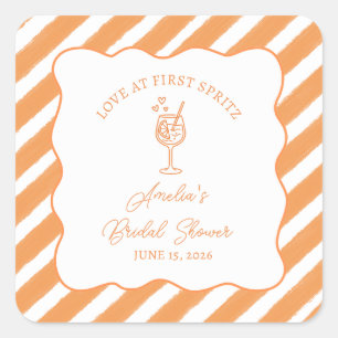 Liefde op het Eerste Spritz Bruidsdiner Italiaanse Vierkante Sticker