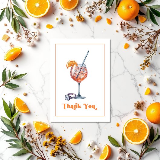 Liefde op het eerste spritz bruidsfeest foto bedankkaart