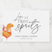 Liefde Op Het Eerste Spritz Bruidsfeest Sparkling Wijnetiket (Enkel label)