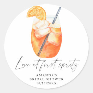 Liefde op het eerste spritz Bruidsuitnodiging Ronde Sticker