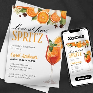 Liefde op het Eerste Spritz Oranje Bloemige Bruids Kaart