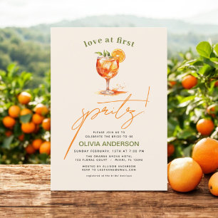 Liefde op het Eerste Spritz Oranje Bruidsdiner Kaart