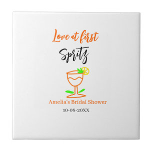 Liefde op het eerste spritz oranje zwarte bruids d tegeltje