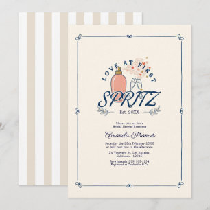Liefde Op Het Eerste Spritz Preppy Bruidsfeest Kaart