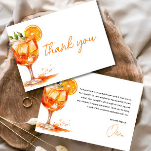 Liefde op het Eerste Spritz Sinaasappel Bruidsfees Bedankkaart